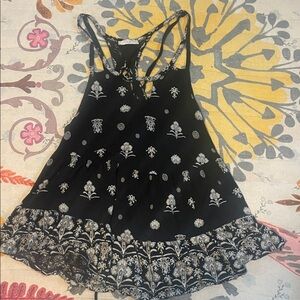 Free People Black and White Floral Tank Top